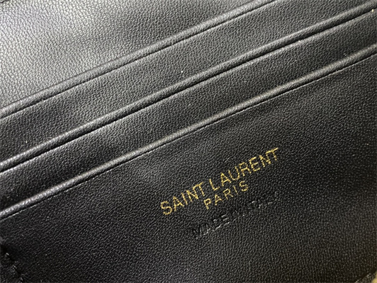 Y.S.L MINI LOU In Dk Beige Quilted Grain De Poudre Embossed Leather Gold Tone Metal