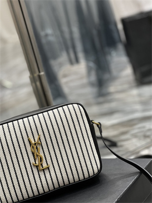 Y.S.L LOU CAMERA BAG In Striped Canvas and Leather Gold Tone Metal
