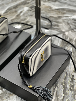 Y.S.L LOU CAMERA BAG In Striped Canvas and Leather Gold Tone Metal