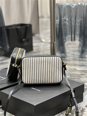 Y.S.L LOU CAMERA BAG In Striped Canvas and Leather Gold Tone Metal