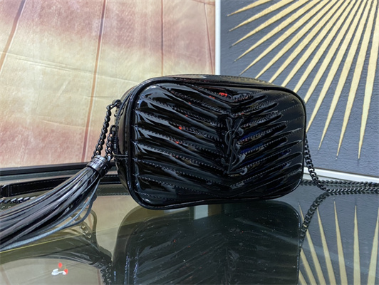 Y.S.L MINI LOU In Blue Quilted Patent Leather Black Tone Metal