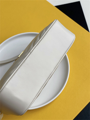 Y.S.L LOU CAMERA BAG In White Quilted Leather Gold Tone Metal