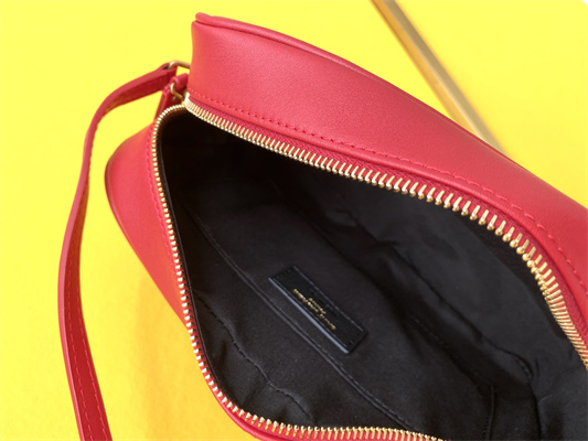 Y.S.L LOU CAMERA BAG In Red Quilted Leather Gold Tone Metal