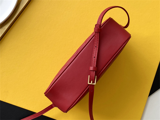 Y.S.L LOU CAMERA BAG In Red Quilted Leather Gold Tone Metal