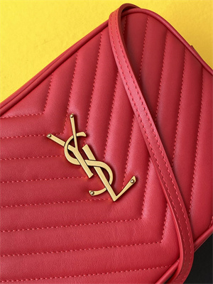 Y.S.L LOU CAMERA BAG In Red Quilted Leather Gold Tone Metal