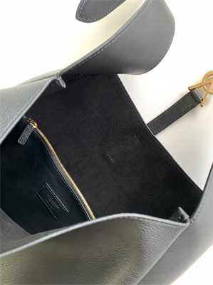 Y.S.L LE 5 A 7 Supple Large HOBO BAG In Black Leather