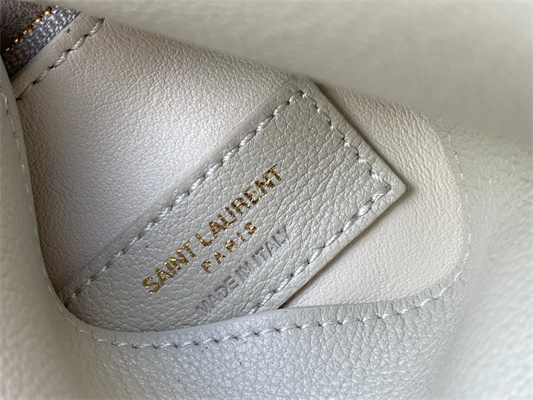 Y.S.L LE 5 A 7 Supple SMALL HOBO BAG In White Leather