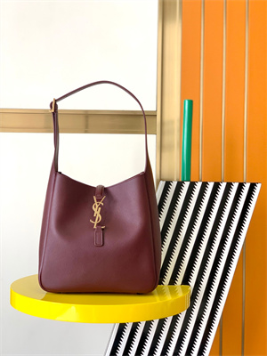 Y.S.L LE 5 A 7 Supple SMALL HOBO BAG In Burgundy Leather