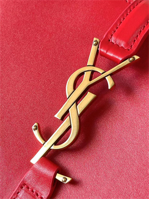 Y.S.L LE 5 A 7 HOBO BAG In Red Smooth Leather