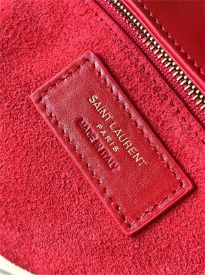 Y.S.L LE 5 A 7 HOBO BAG In Red Smooth Leather