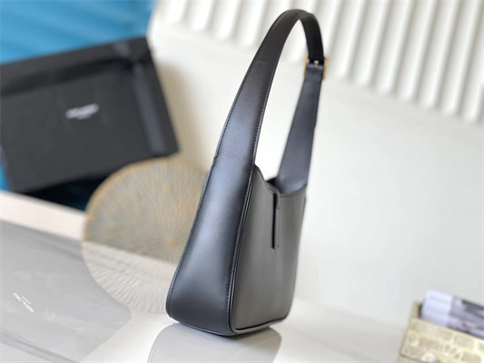 Y.S.L LE 5 A 7 HOBO BAG In Black Smooth Leather