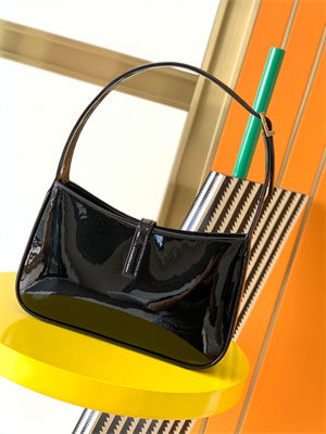 Y.S.L LE 5 A 7 HOBO BAG In Black Patent Leather