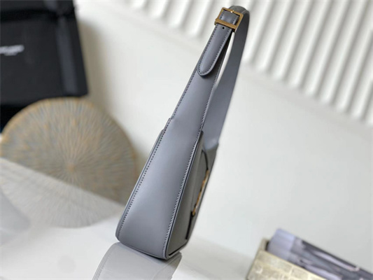 Y.S.L LE 5 A 7 HOBO BAG In Grey Smooth Leather