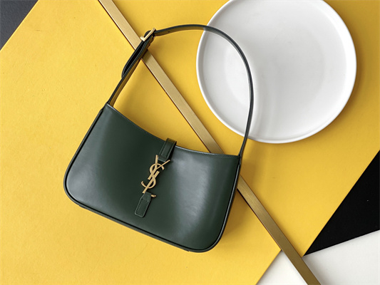 Y.S.L LE 5 A 7 HOBO BAG In Dk Green Smooth Leather
