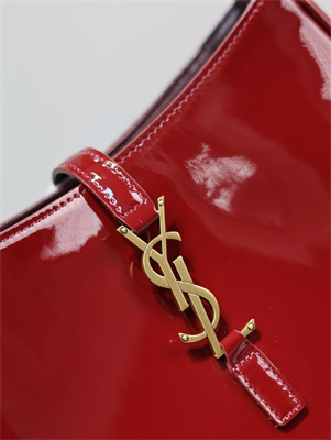 Y.S.L LE 5 A 7 HOBO BAG In Burgundy Patent Leather