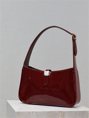 Y.S.L LE 5 A 7 HOBO BAG In Burgundy Patent Leather
