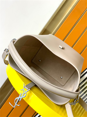 Y.S.L LE 37 SMALL In Lt Beige Shinny Leather Bucket Bag