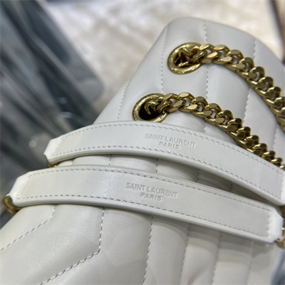Y.S.L LOULOU MEDIUM In White Quilted Calfskin Leather Gold Tone Metal