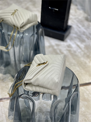 Y.S.L LOULOU MEDIUM In White Quilted Calfskin Leather Gold Tone Metal