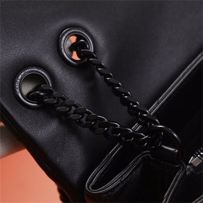 Y.S.L LOULOU MEDIUM In Black Quilted Calfskin Leather Black Tone Metal