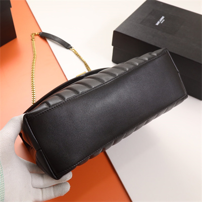 Y.S.L LOULOU MEDIUM In Black Quilted Calfskin Leather Gold Tone Metal