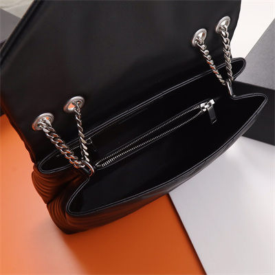 Y.S.L LOULOU MEDIUM In Black Quilted Calfskin Leather Silver Tone Metal