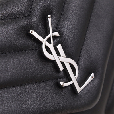 Y.S.L LOULOU SMALL In Black Quilted Calfskin Leather Silver Tone Metal