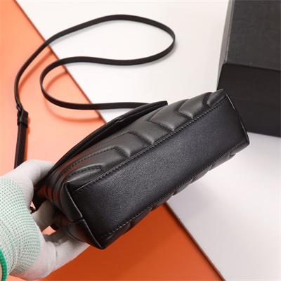 Y.S.L TOY LOULOU In Black Quilted Calfskin Leather Black Tone Metal