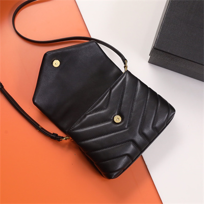 Y.S.L TOY LOULOU In Black Quilted Calfskin Leather Gold Tone Metal