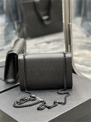 Y.S.L KATE SMALL IN GRAIN DE POUDRE EMBOSSED Leather Black Tone Metal Black Color