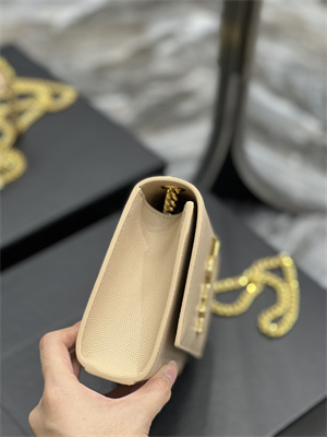 Y.S.L KATE SMALL IN GRAIN DE POUDRE EMBOSSED Leather Gold Tone Metal Beige Color