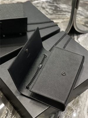 Y.S.L KATE MEDIUM IN GRAIN DE POUDRE EMBOSSED Leather Black Tone Metal Black Color