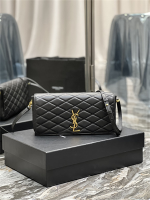 Y.S.L KATE 99 IN QUILTED NAPPA LAMBSKIN LEATHER Black Color Gold Tone Metal