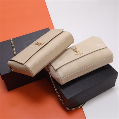 Y.S.L REVERSIBLE KATE MEDIUM Gold Tone Metal Lt Beige Color