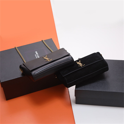 Y.S.L REVERSIBLE KATE SMALL Gold Tone Metal Black Color