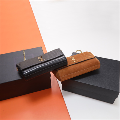 Y.S.L REVERSIBLE KATE SMALL Gold Tone Metal Black/Brown Color