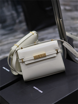 Y.S.L MANHATTAN MINI Crossbody Bag In BOX Saint Laurent White Color