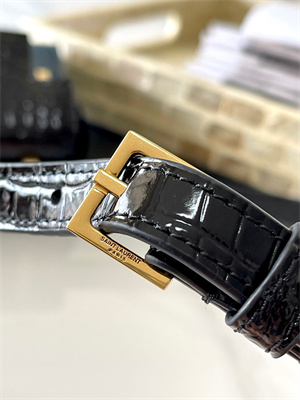 Y.S.L MANHATTAN MINI Crossbody Bag In Shinny Crocodile Embossed Leather Black Color