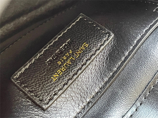 Y.S.L MANHATTAN MINI Crossbody Bag In Shinny Crocodile Embossed Leather Black Color