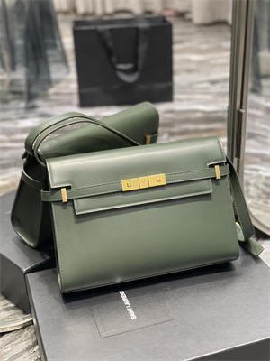 Y.S.L MANHATTAN Shoulder Bag In BOX Saint Laurent Green Color