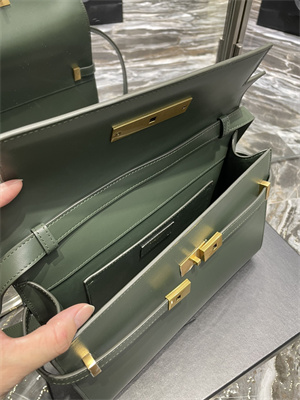 Y.S.L MANHATTAN Shoulder Bag In BOX Saint Laurent Green Color