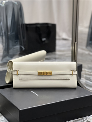 Y.S.L MANHATTAN CLUTCH IN BOX SAINT LAUREN Leather White Color