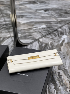 Y.S.L MANHATTAN CLUTCH IN BOX SAINT LAUREN Leather White Color