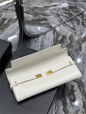 Y.S.L MANHATTAN CLUTCH IN BOX SAINT LAUREN Leather White Color