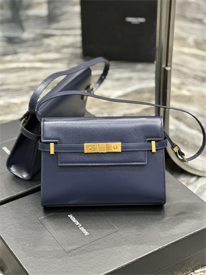 Y.S.L MANHATTAN SMALL Shoulder Bag In BOX Saint Laurent Navy Color