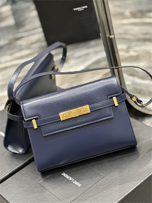 Y.S.L MANHATTAN SMALL Shoulder Bag In BOX Saint Laurent Navy Color