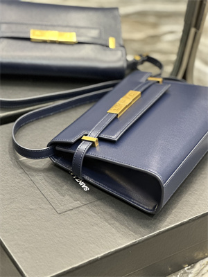 Y.S.L MANHATTAN SMALL Shoulder Bag In BOX Saint Laurent Navy Color