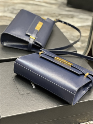 Y.S.L MANHATTAN SMALL Shoulder Bag In BOX Saint Laurent Navy Color