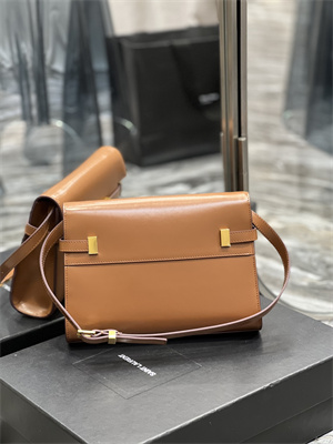 Y.S.L MANHATTAN SMALL Shoulder Bag In BOX Saint Laurent Brown Color