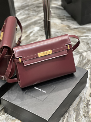Y.S.L MANHATTAN Shoulder Bag In BOX Saint Laurent Burgundy Color